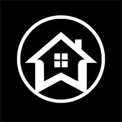 Modern Home Icon in Circular Frame