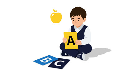 A Child's Early Literacy Study Engaging in Alphabet Learning and Educational Activities