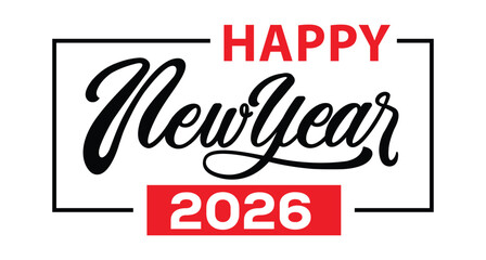 Happy new year 2026 isolated on White background. Creative design.