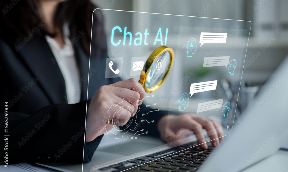 Poster ai chatbot interface facilitates communication, chatbot, and ai interaction for automated user suppo
