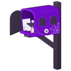 Open Purple Halloween Mailbox with Envelope