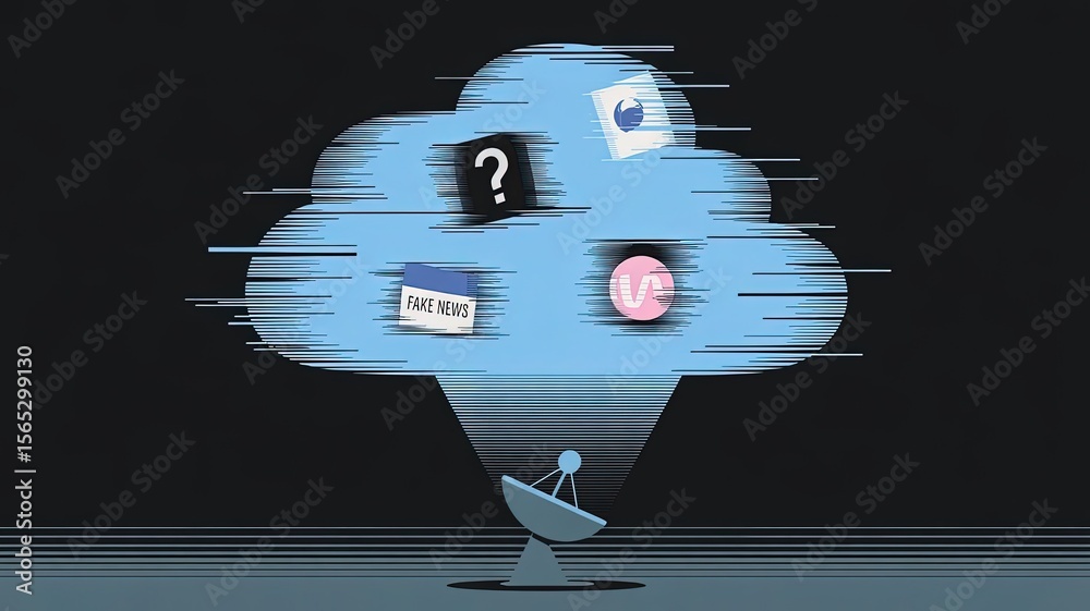 Poster cloud computing communication: visual representation of cloud computing, illustrating data transfer 