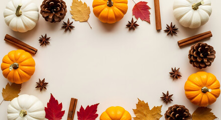 Autumn Harvest Frame: Pumpkins, Spices, and Fall Leaves