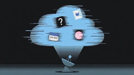 Cloud Computing Communication: Visual representation of cloud computing, illustrating data transfer and the interconnectedness of information in a futuristic digital landscape. 