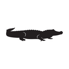 Fototapeta premium Black alligator silhouette isolated on white background illustration
