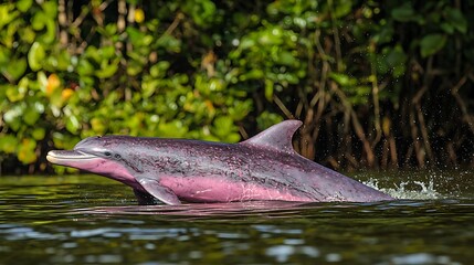 Fototapeta premium Pink river dolphin leaping