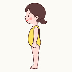 Cute child in swimsuit – side view vector