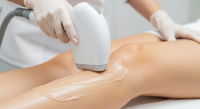 Professional diode device for hair removal on legs, permanent reduction, salon quality tool