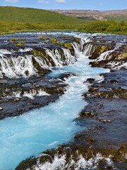 Fototapeta premium Beautiful blue cascade waterfall in Iceland
