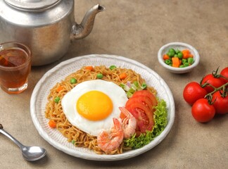 Indomie Goreng, Indonesian Popular Instant Noodle with Sunny Side Egg