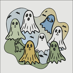Adorable Spooky Ghost Family – Halloween Concept