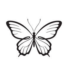 Fototapeta premium Elegant black butterfly silhouette isolated on white background