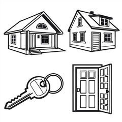 set of house icons , ai generator