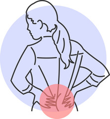 Minimalist Illustration of a Woman with Severe Lower Back Pain