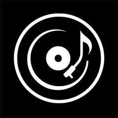 Vinyl Record and Music Note Logo