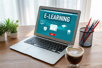 E-learning website with modish sofware for student to study online on the internet network