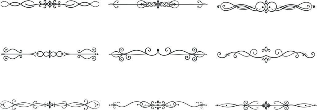 Vector art of set of elegant floral borders and dividers isolated on transparent background