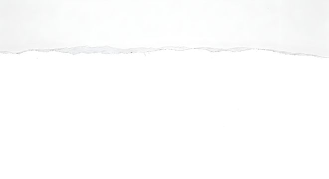 Torn paper edge with rough texture, black and white contrast background isolated on transparent background