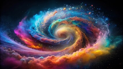 Cosmic Vortex of Vibrant Hues and Celestial Dust Swirling in a Kaleidoscopic Nebula