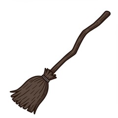Obraz premium Brown Wooden Broom Illustration on White Background
