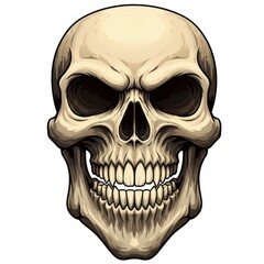 Fototapeta premium Detailed Beige Human Skull Illustration