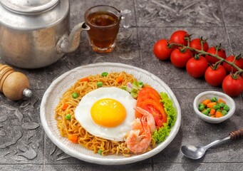 Indomie Goreng, Indonesian Popular Instant Noodle with Sunny Side Egg