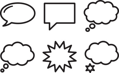 Collection of Hand-Drawn Speech Bubbles and Thought Bubbles for Design Projects