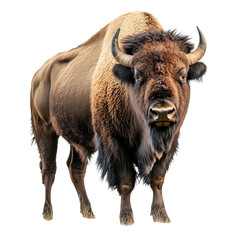Majestic buffalo standing confidently on a transparent background cutout isolated on transparent bg, png