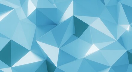Fototapeta premium Abstract Geometric Polygonal Background with Light Blue Faceted Low Poly Surface Texture Pattern Ideal for Modern Digital Design or Technology Presentation backdrop Rendered in