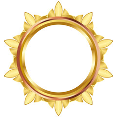 Luxury Golden Emblem Badge with Crown and Ribbon

