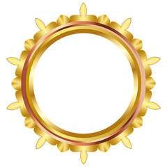 Luxury Golden Emblem Badge with Crown and Ribbon

