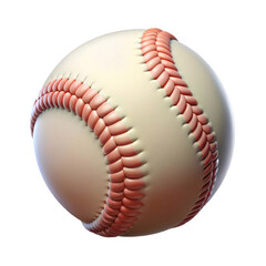 Close up realistic baseball with red stitching isolated on white background
