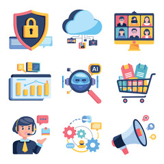 Obraz premium vector icons for robots, artificial intelligence, and the assistance provide in work and security 