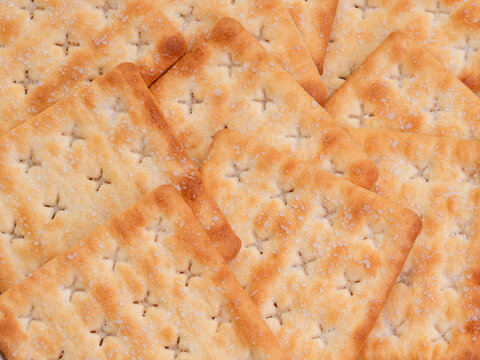 Close-Up of Square Salted Crackers