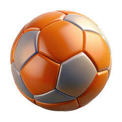 Shiny orange and gray soccer ball isolated on white background