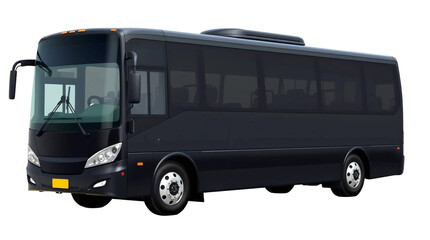 Black bus isolated on transparent background