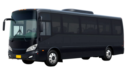 Black bus isolated on transparent background