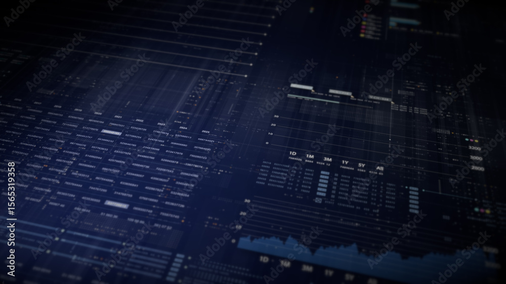 Aufkleber Dynamic data visuals for business info graphics, animated charts, and data-driven insights for a business meeting mock-up. Explore the world of trading, stock exchanges, and crypto