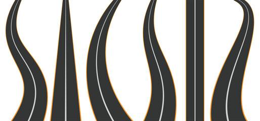 Set of curved and straight roads
