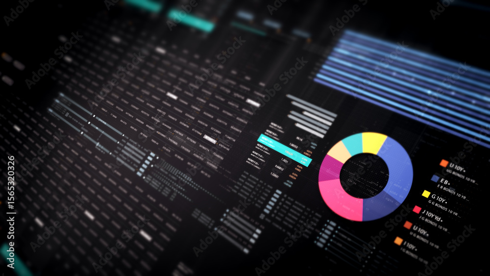Aufkleber Dynamic data visuals for business info graphics, animated charts, and data-driven insights for a business meeting mock-up. Explore the world of trading, stock exchanges, and crypto