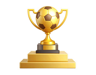 Minimal Gold Football Award Icon – Floating Trophy Over Pedestal – PNG