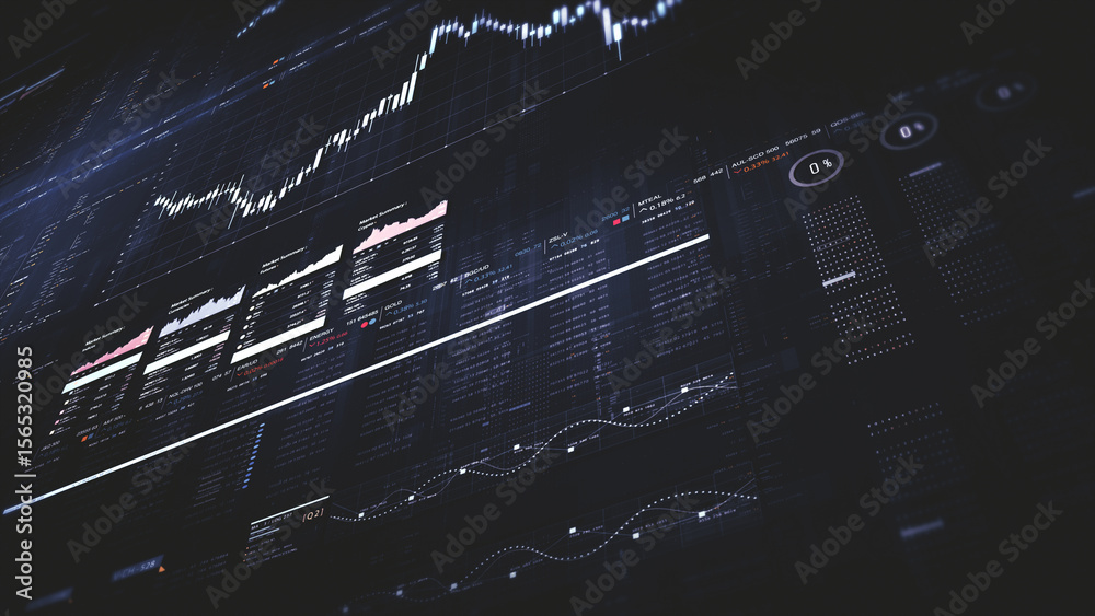 Aufkleber Dynamic data visuals for business info graphics, animated charts, and data-driven insights for a business meeting mock-up. Explore the world of trading, stock exchanges, and crypto