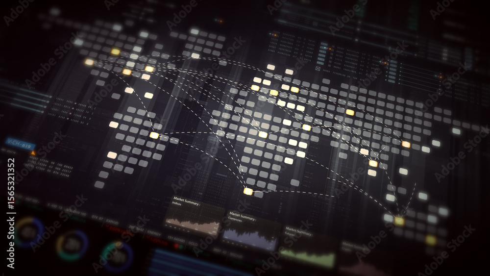 Aufkleber Dynamic data visuals for business info graphics, animated charts, and data-driven insights for a business meeting mock-up. Explore the world of trading, stock exchanges, and crypto