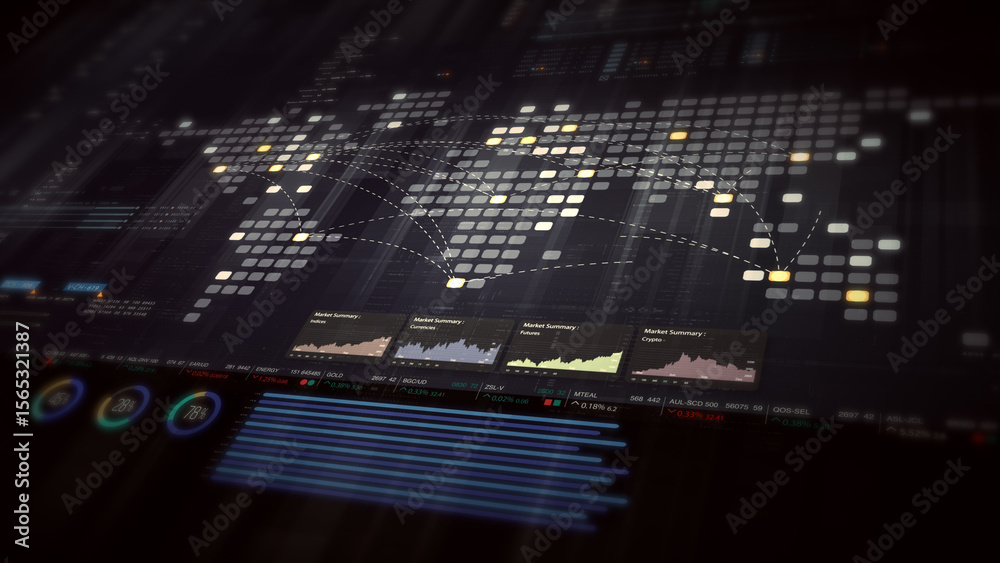 Aufkleber Dynamic data visuals for business info graphics, animated charts, and data-driven insights for a business meeting mock-up. Explore the world of trading, stock exchanges, and crypto