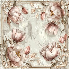 Floral pattern on marble background