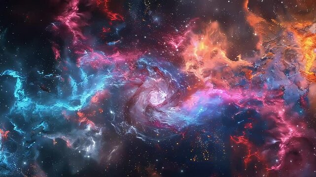 Cosmic nebulae are colorful in the wild space with twinkling stars footage