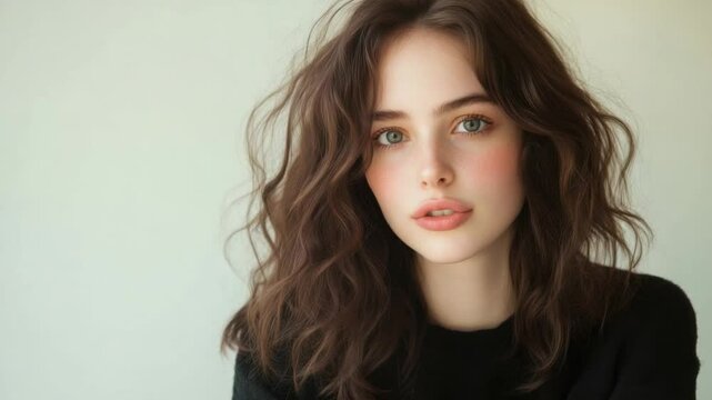 Charming gaze: A captivating portrait of a fair-skinned woman with gentle eyes and delicate features, radiating warmth and natural beauty.