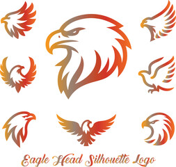 Obraz premium Minimalist White Eagle Head Silhouette Logo with Clean Black Outline