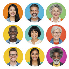 Diverse group of people smiling isolated on transparent background