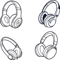 headphones icon set